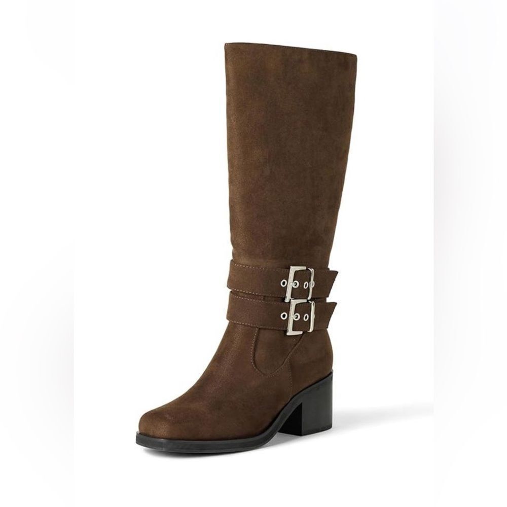 The Drop Women's Sage Tall Biker Boot with Buckles NWT